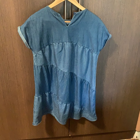 BCBGMAXAZRIA girls Asymmetric-tier denim dress + headband(sold separately) - Picture 2 of 7